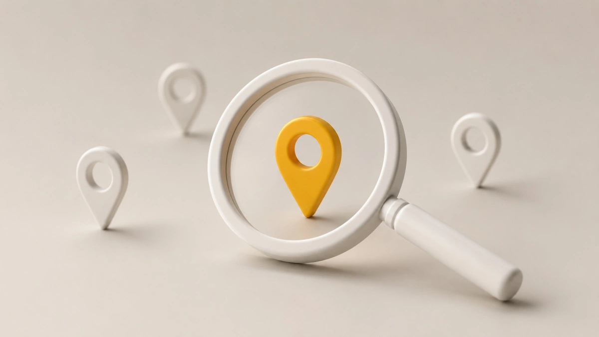 A magnifying glass hovering over a map of Toronto, focusing on a business location pin, symbolizing the process of choosing a local SEO agency.