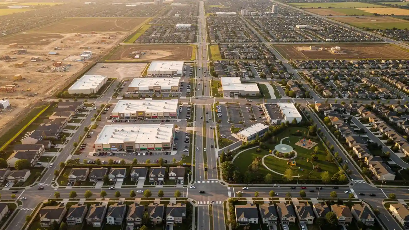 Aerial view of Richmond Hill, Ontario — a growing suburban city with commercial and residential areas representing the competitive local business landscape for digital marketing